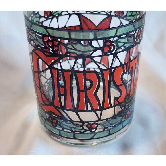 1970s Cera Houze Merry Christmas Seasons Greetings Gold Trimmed Set Of 4 Glasses - Picture 13 of 16